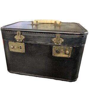 Vintage Black Traincase - Cosmetics Storage Case